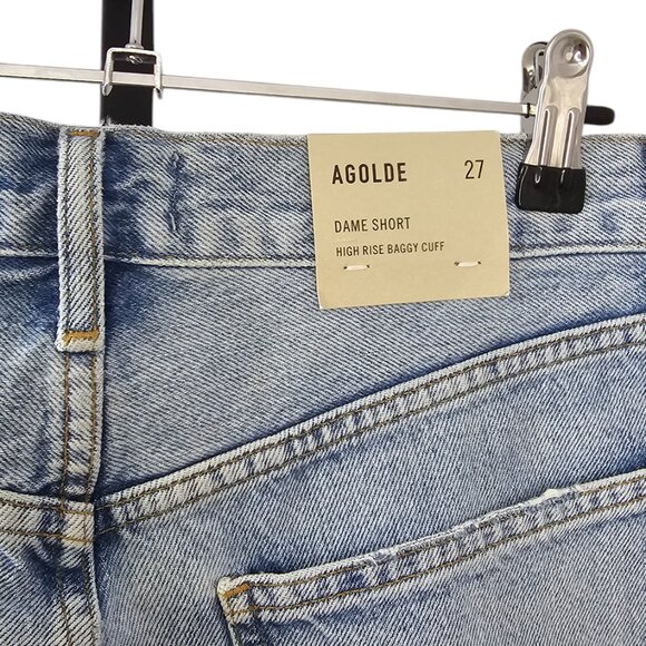 AGOLDE Dame Shorts, High Rise, Baggy Cuff, Denim, Cotton, Button Fly, Tension,27 - Picture 9 of 12